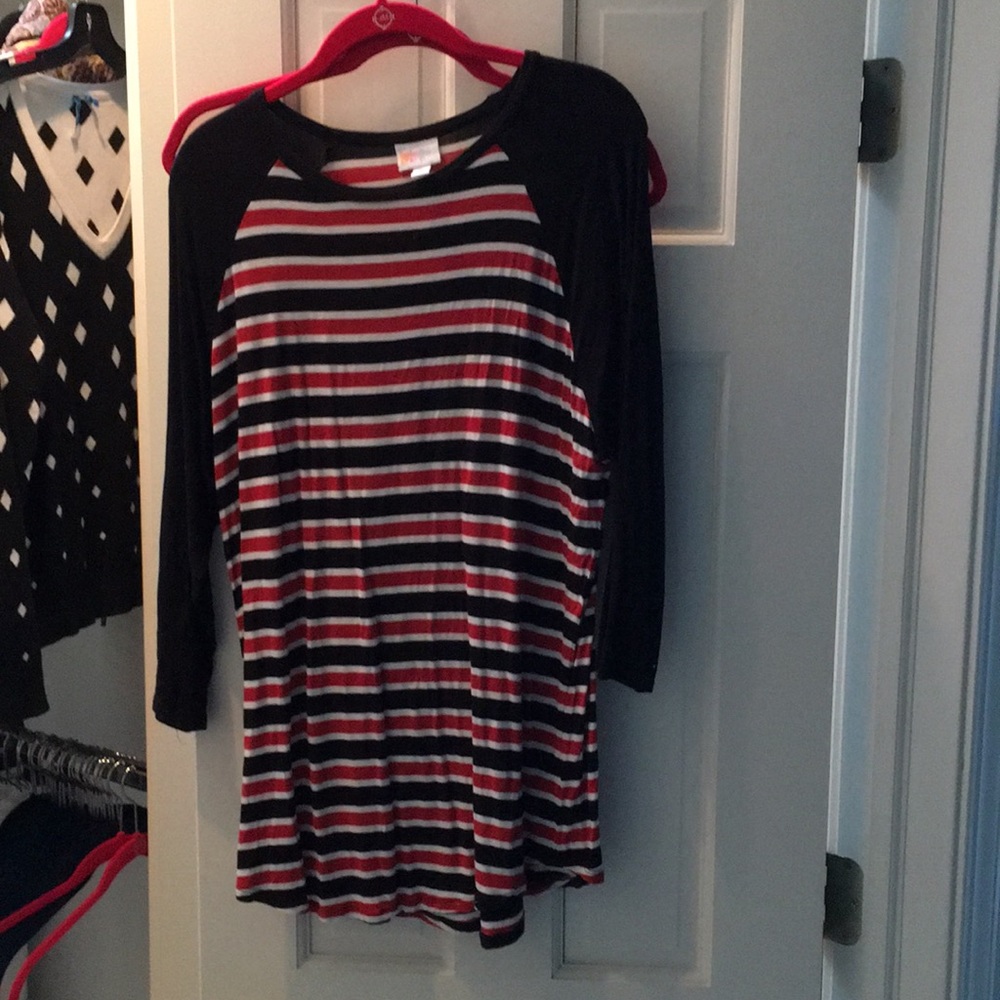 Red black and white striped Lularoe Randy.